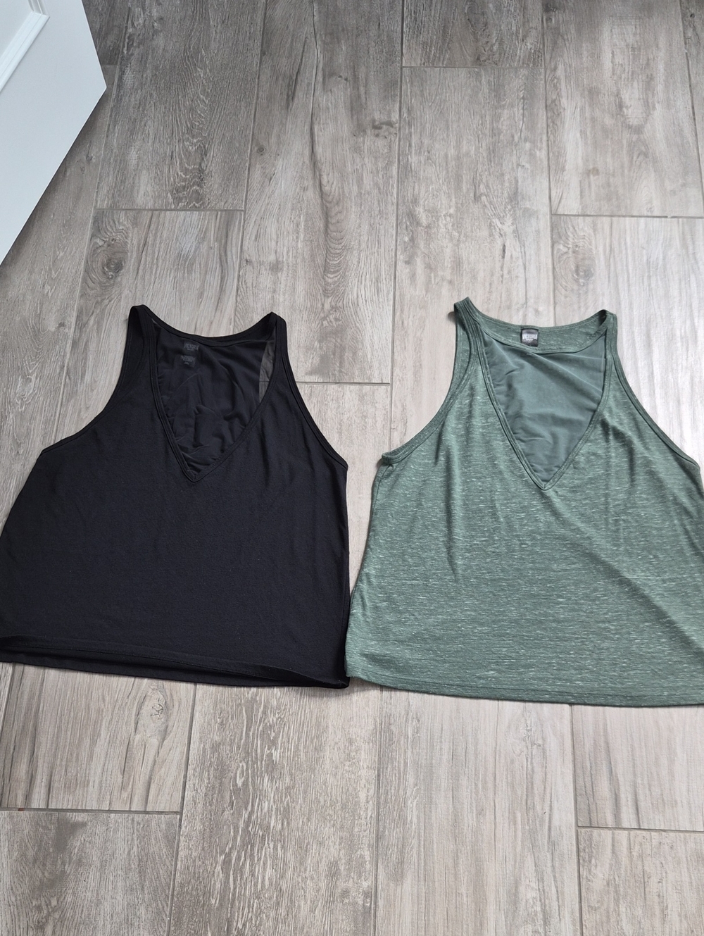 VSX Victoria's Secret V-Neck Mesh Cutout Tank Top Set Of 2 - Black and Green